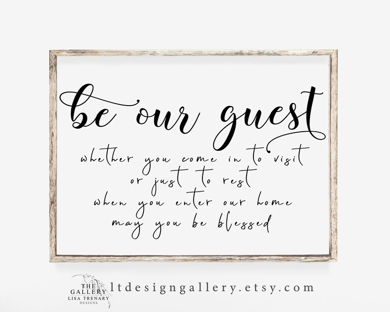 Be Our Guest, Guest Room Decor, Guest Room Wall Art Quote Print