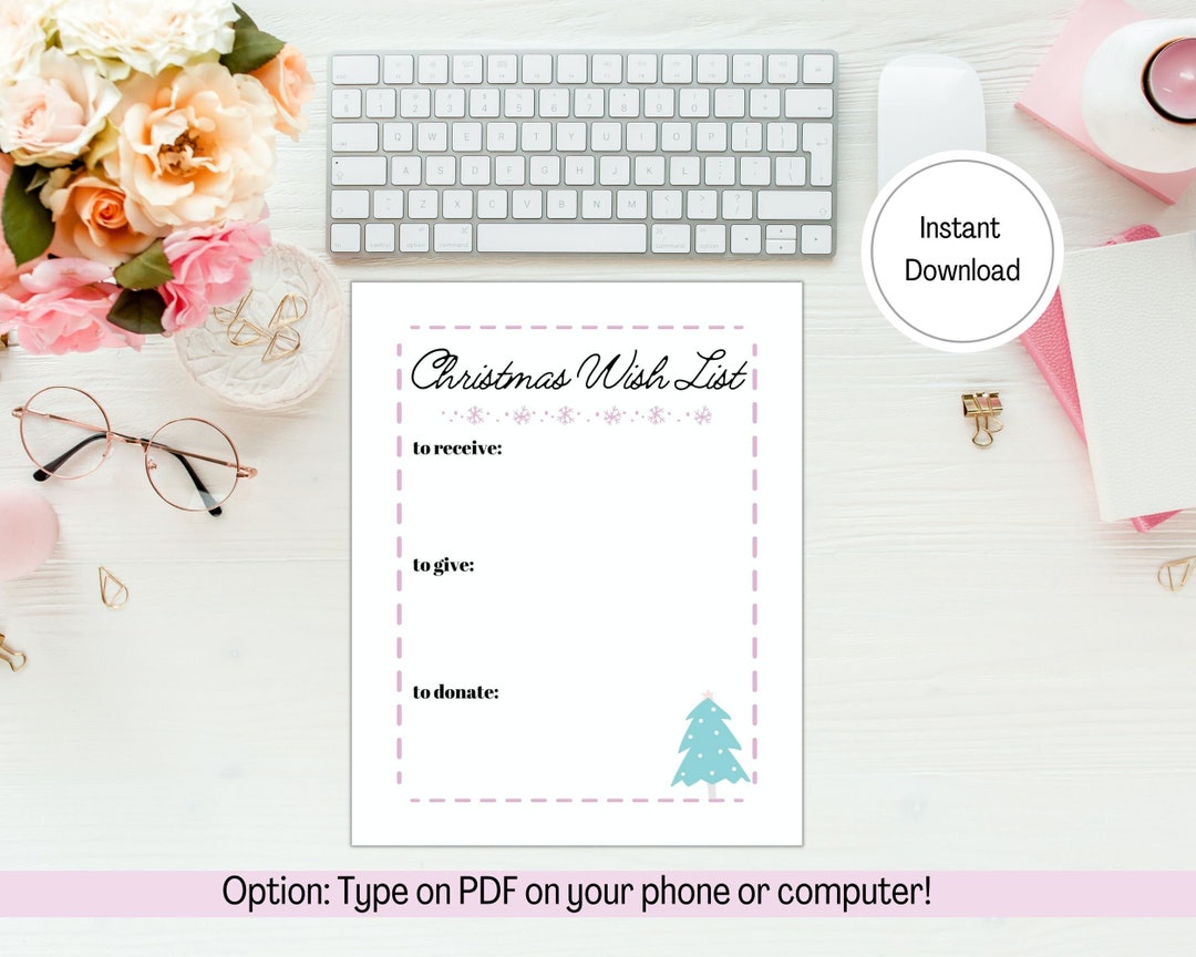 Christmas Wish List Template | Printable Holiday Gift List for Kids and ...