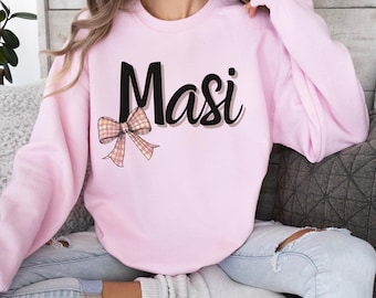 Personalized Coquette Bow Masi Sweatshirt for Desi Aunt, South Asian, Modern Desi Gifts, Gifts for Pakistani Indian Hindi Urdu Desi Apparel