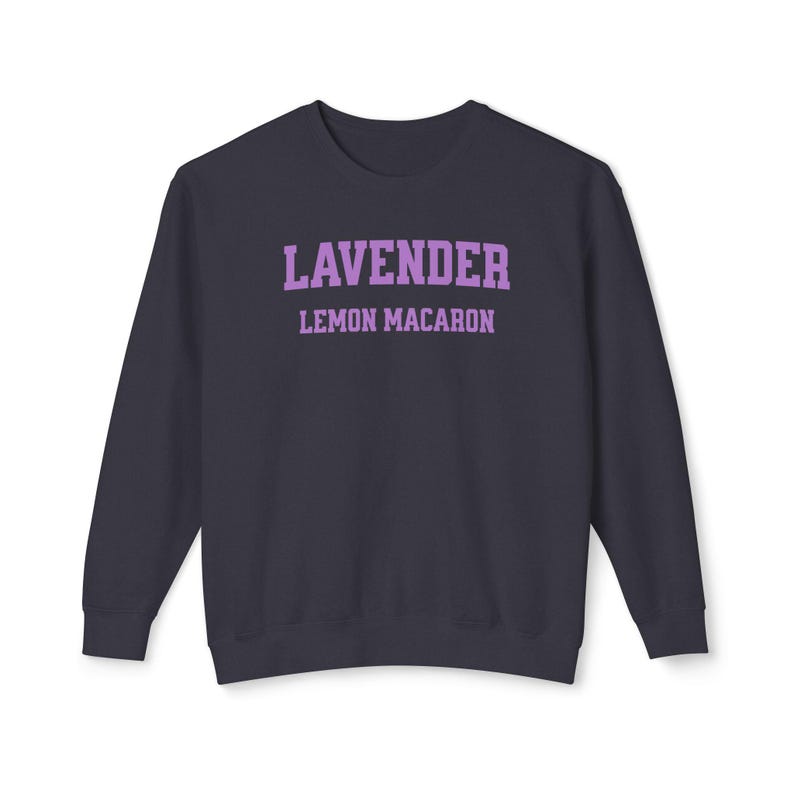 Lavender Lemon Macaron Sweatshirt – Cozy Fall Pullover, Baker Gift, Farmers Market Outfit, Foodie Clothing, Cute Autumn Dessert Sweater image 7