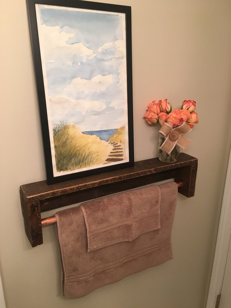 Estante de toalla de madera estante de toalla de baño | Etsy
