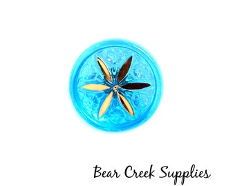 1pc Handmade CZECH GLASS BUTTON vitrail taille 6 13.5 mm