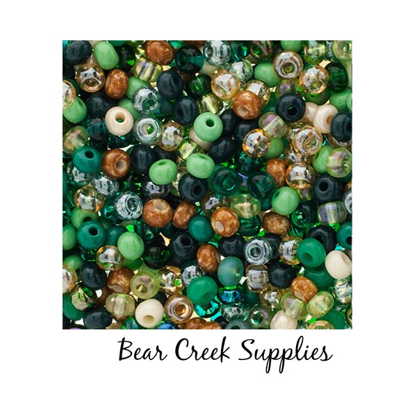Herb Garden Luxe Mix 6/0 Czech Glass Seed Beads, 20 grams, Green, Cream, Jewelry Supply, Beading Supplies