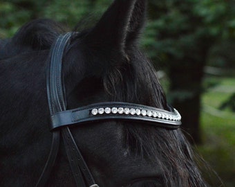 New Sparkly Curve shape Brow band ideal for dressage showing Bridle Clear 3 row 
