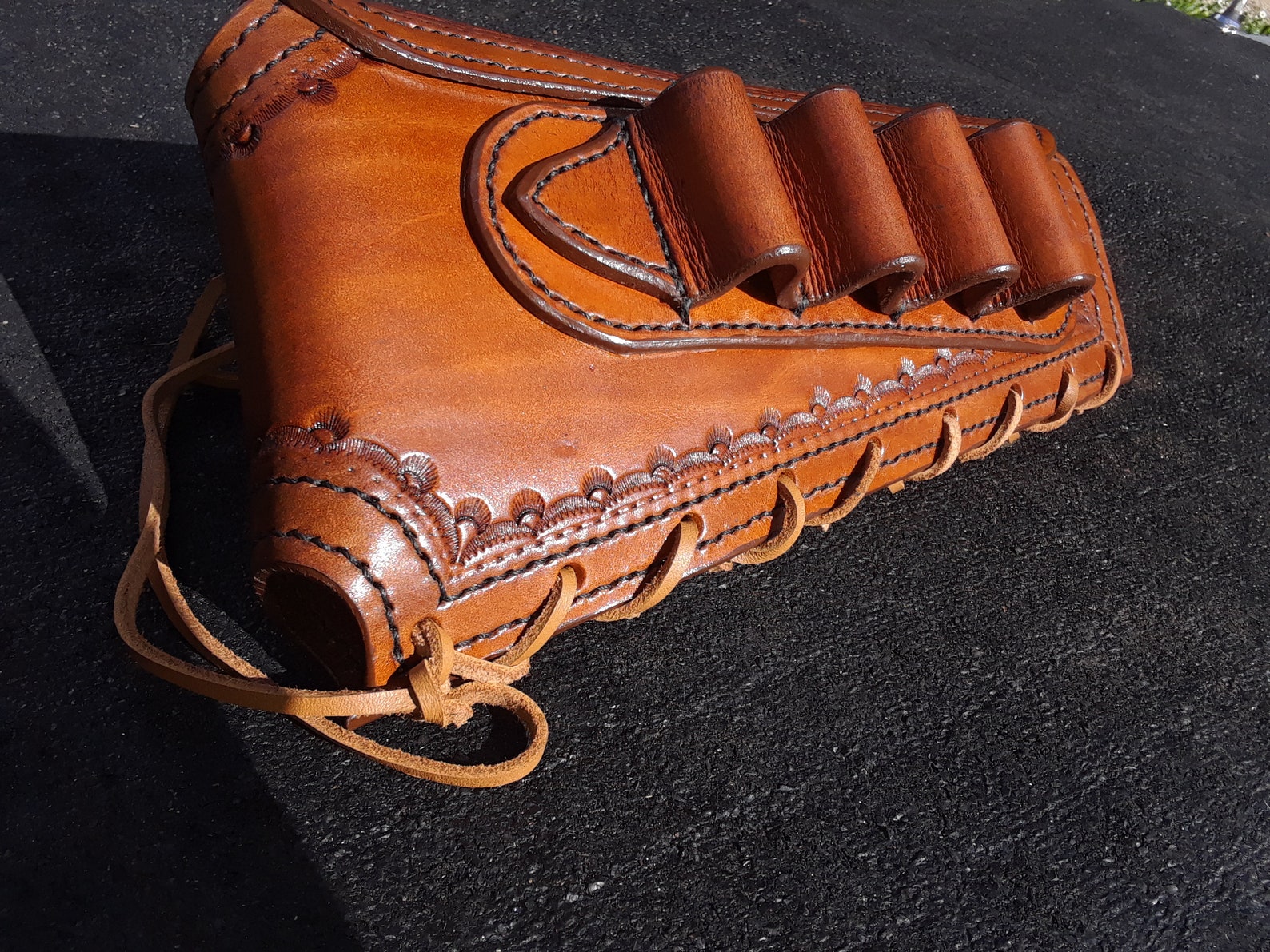 Shotgun and Rifle leather buttstock ammo holder cuff Etsy