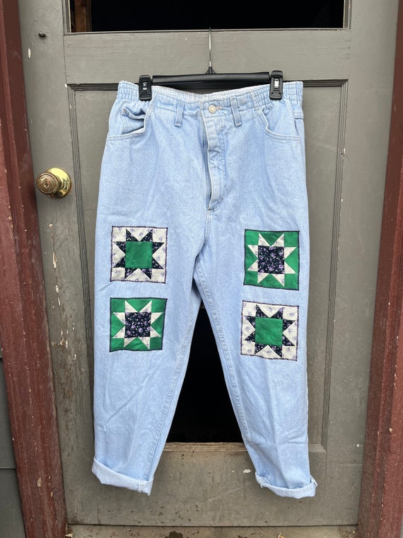 Star power patchwork upcycled, vintage denim