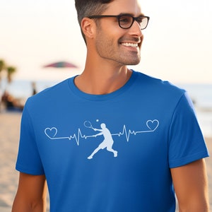 Male Tennis Player Heartbeat Shirt, Men&#39;s Tennis Shirt, Tennis Love, Gift Shirt, Gift For Him
