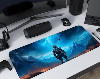 Soldier Overlooking Burning Valley Gaming Mousepad, Gamer Mouse Pad, Mouse Pad, Desk Mat, PC Gaming Accessories, Large Desk Mat, Desk Setup