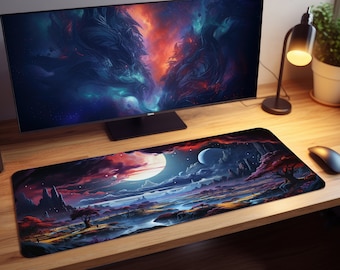 Fantasy Night Jungle River Colorful Trees Desk Mat/ Mouse Pad