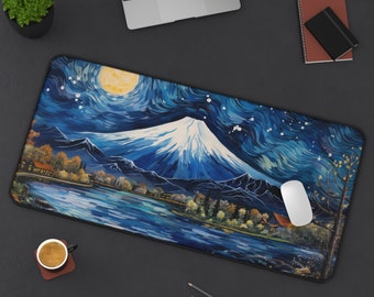 Mount Fuji Starry Night Gaming Mousepad, Gamer Mouse Pad, Mouse Pad, Desk Mat, PC Gaming Accessories, Large Desk Mat, Desk Setup