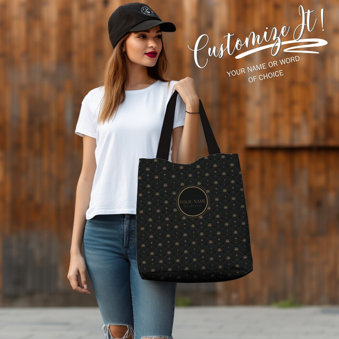 PERSONALIZED - Luxury Vintage Pattern Canvas Tote Bag, Luxury Pattern ...