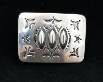 Turquoise Belt Buckle Silver Handmade Inlaid Hopi Kokopellis 0015