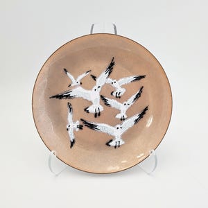 Annemarie Davidson Enameled Copper Dish, Seagulls, MCM