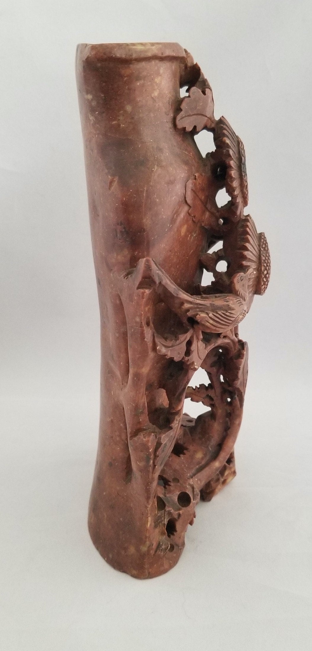 Vintage Chinese Carved Soapstone Vase Etsy