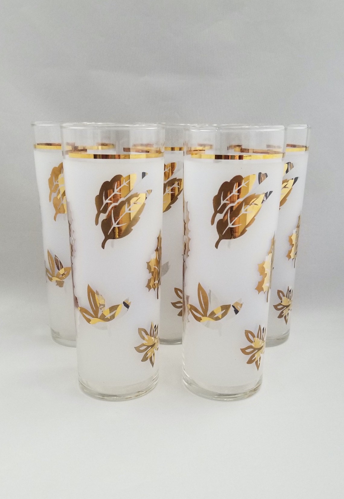 Set of 5 Federal MCM Frosted Tom Collins Glasses With Starlyte Etsy