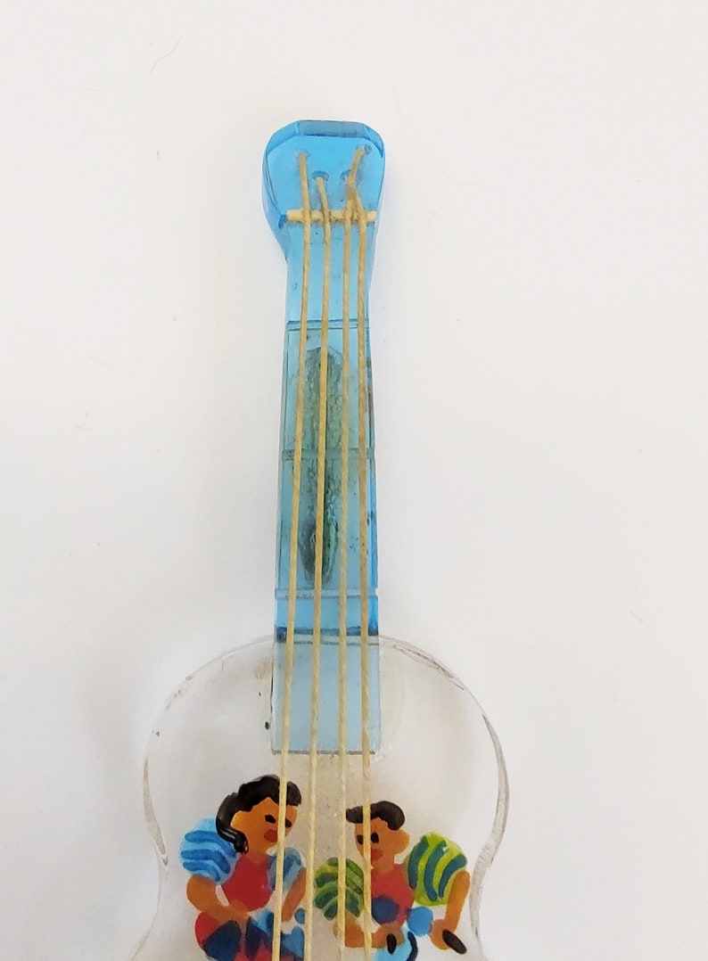 Vintage Lucite Guitar Pin, MCM, Latin American image 5