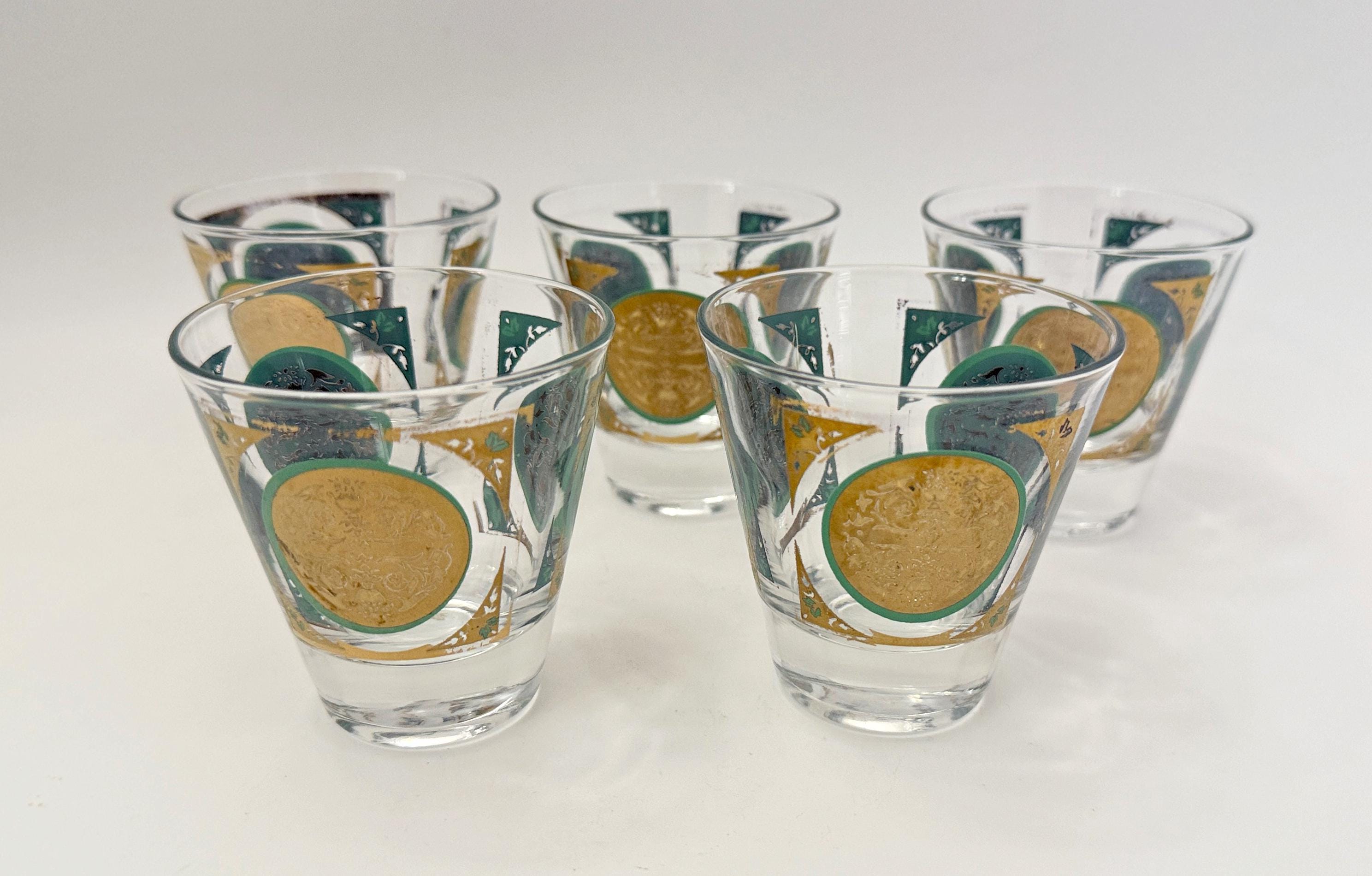 Set of 5 Irene Pasinsky Rocks Glasses or Lowballs, 22K Gold, MCM