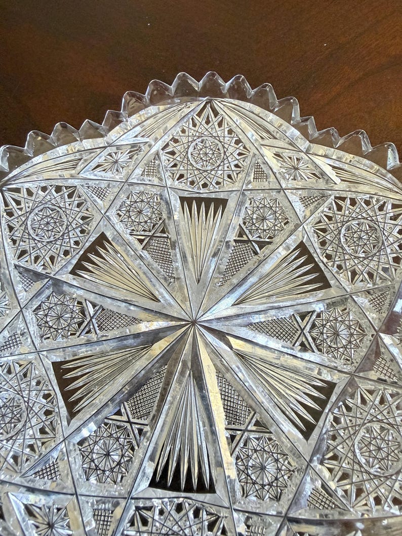 Central Rings On Rims Brilliant Cut Crystal Trinket or Ring Dish, Gilded Age, American ...