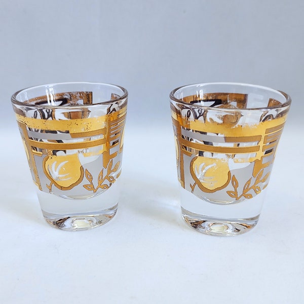 Pair of MCM Shot Glasses With 22K Gold