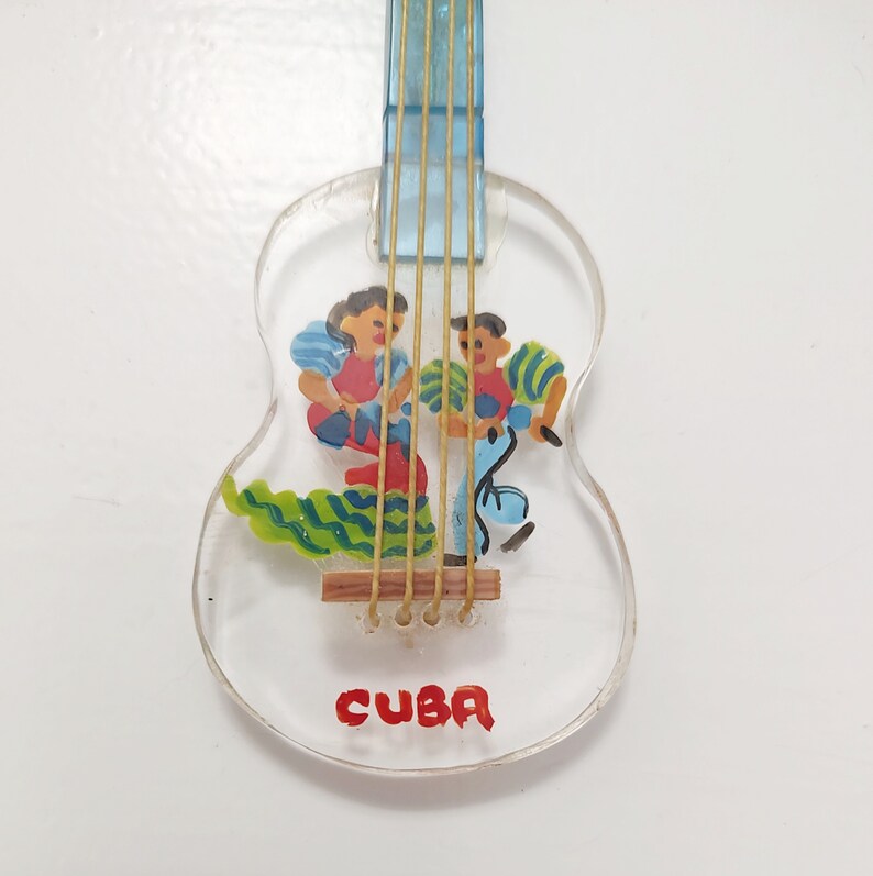 Vintage Lucite Guitar Pin, MCM, Latin American image 1