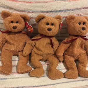 3 1993 Retired Ty Curly Bear Beanie Baby Mint Condition