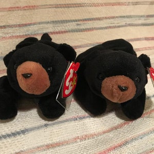 2 1993 Retired Vintage Blackie the Bear Beanie Baby - TY Hand Tags - Mint Condition