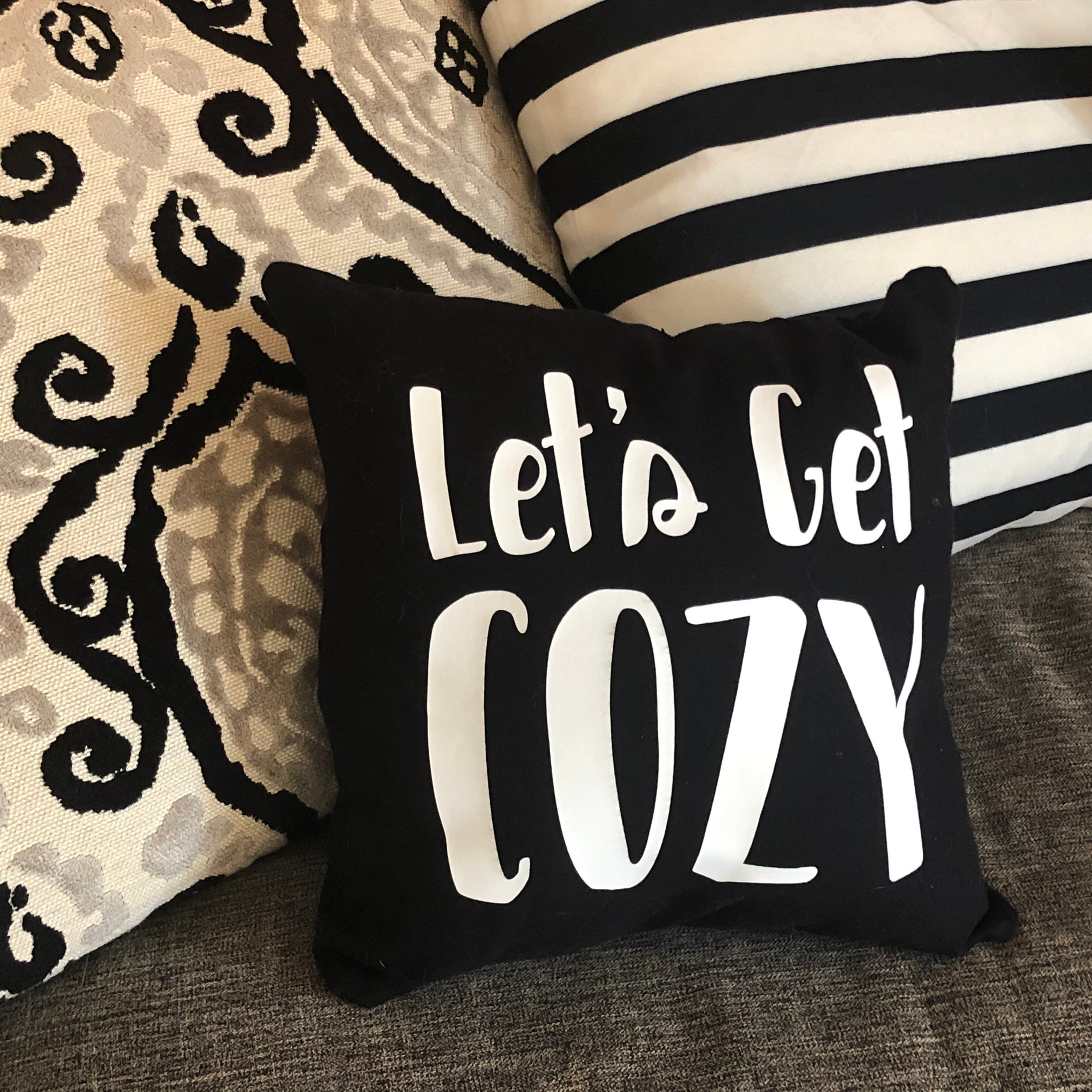 Lets Get Cozy Decorative Pillow 10x10 100 Cotton Etsy