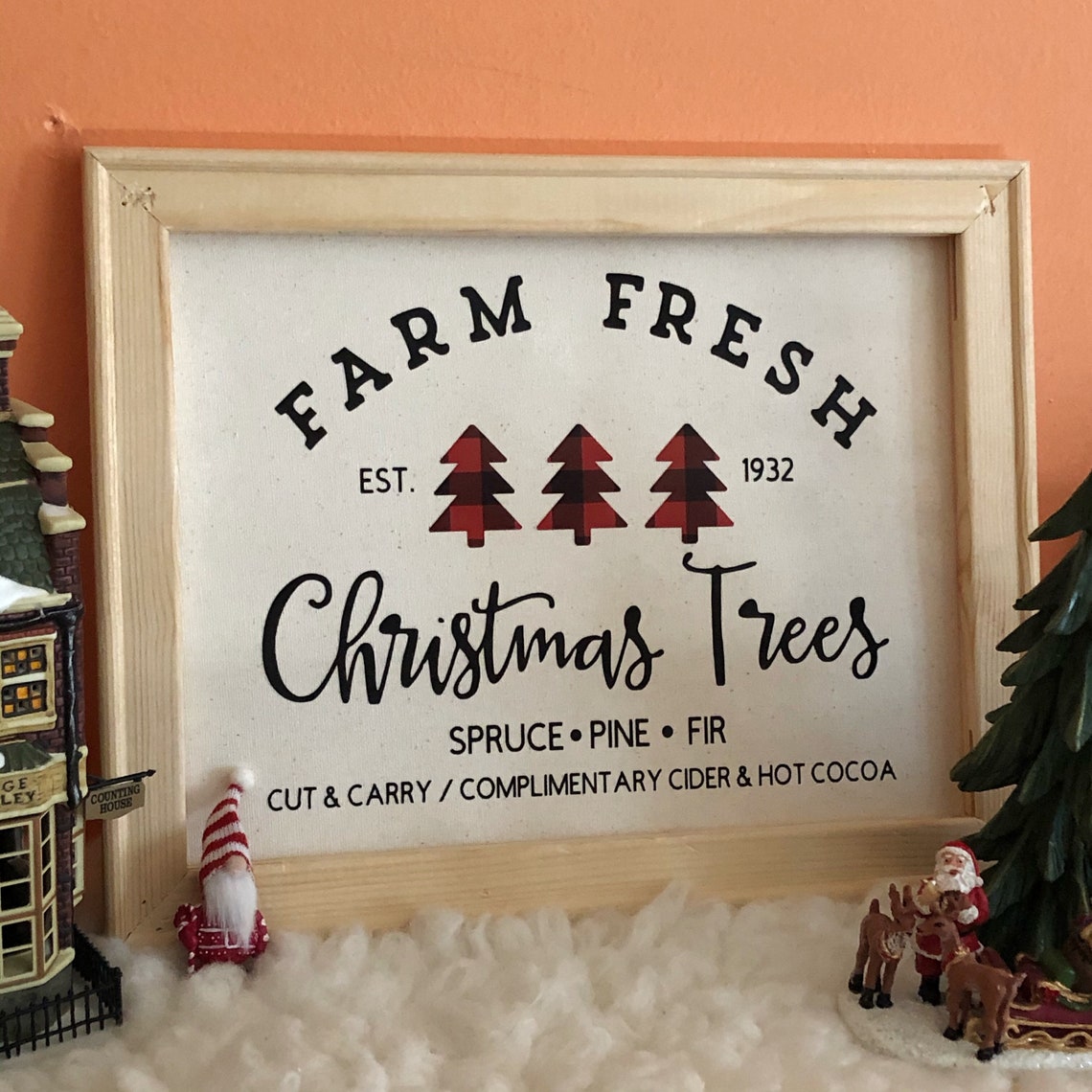 Farm Fresh Christmas Trees Reversible Canvas 11x14 Etsy