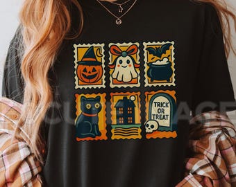 Retro Halloween Clipart PNG | Ghost, Cat, Pumpkin Design (Digital Download)