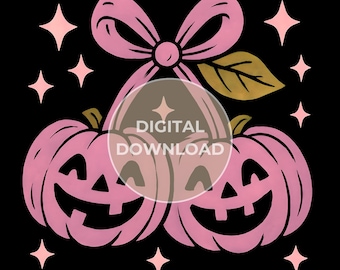 Pink Pumpkin Halloween Shirt Design (PNG Digital Download)