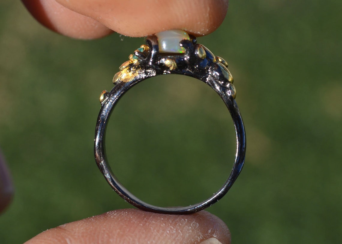 Opal and Topaz Ring in Sterling Silver Natural and | Etsy
