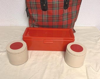 Vintage geruite alladin/thermos-picknicktas