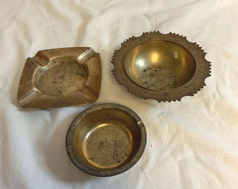 Vintage Metal Ashtrays & Trinkets Dish