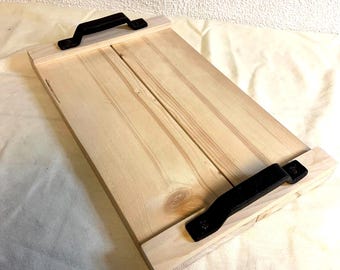 未仕上げのパイン材アクセントトレイ 15x9インチ