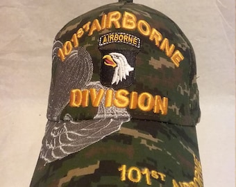 101st Airborne Shield with Wings Logo Patch Black Baseball Cap