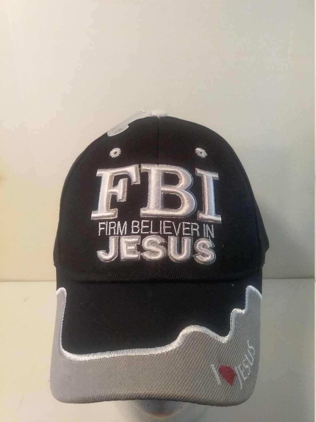 FBI Firm Believer in JESUS, Baseball Cap/hat, W/ I Heart Jesus on Bill