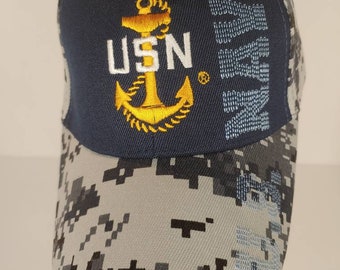 Navy, Anchor Flag Cap, Baseball Cap/Hat, (Digital Camouflage)