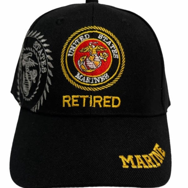 Retired Marine, Baseball Cap/hat, w/Retired Marine on Bill. (in 3 Colors)