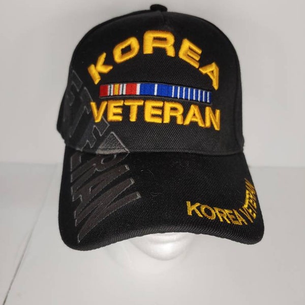 Korea Veteran, Baseball cap/hat w/shadow veteran, w/Korea Veteran on bill & back (BLACK)