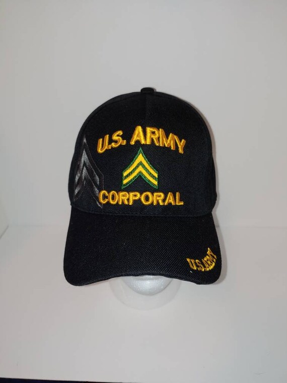 Rank E4 U.S. Army Corporal Black Baseball cap w CPL Shadow and wU.S. Army on bill back Etsy
