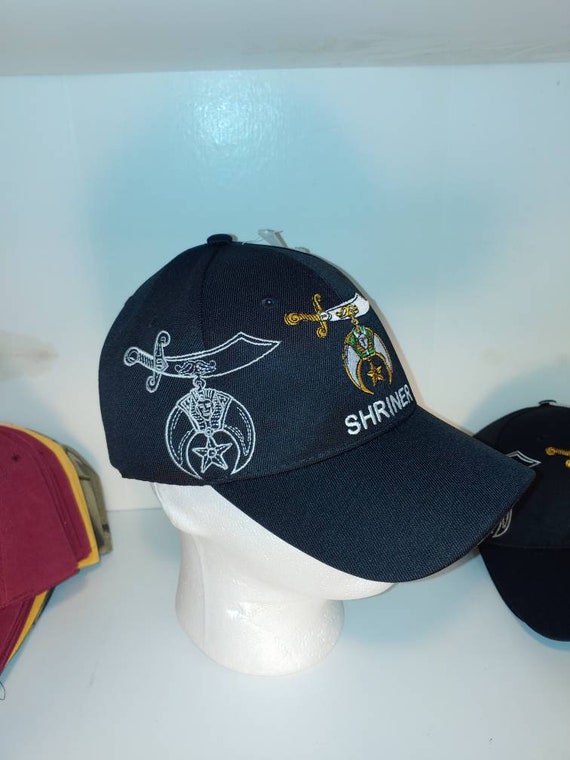 Shriner Baseball Cap/Hat, w/Shadow \u0026 w/Shriner, on Bill and BACK, 3 Colors