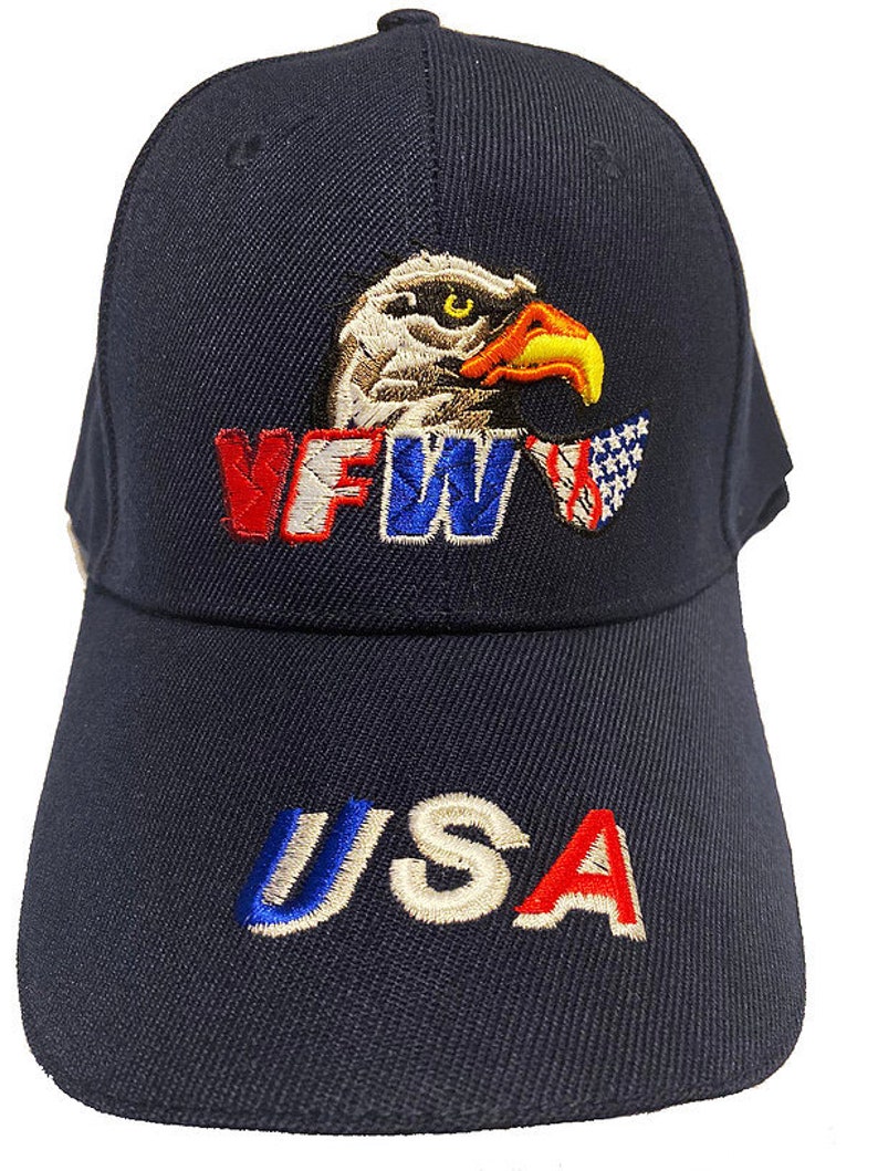 VFW W/eagle Black Baseball Hat/cap W/ USA Black or Blue Etsy