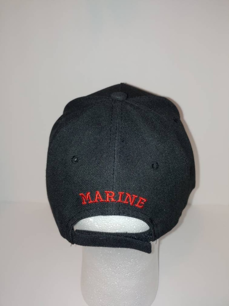 WMarine on Brim and on Back DD-214 Marine Alumni Black Baseball caphat