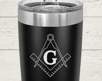 Freemason Tumbler – Masonic Square & Compass Gift – Engraved Cup for Mason – Polar Camel 20oz 30oz – Brotherhood Travel Mug