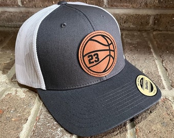 Basketball Personalized Player Number Leather Patch Hat