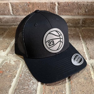 Basketball Personalized Player Number Leather Patch Hat image 5