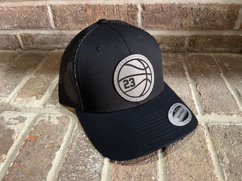 Basketball Personalized Player Number Leather Patch Hat image 5