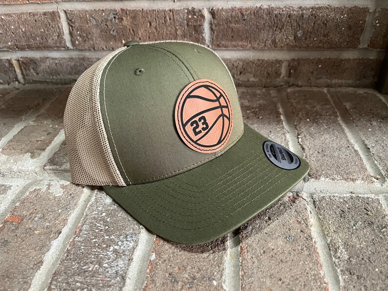 Basketball Personalized Player Number Leather Patch Hat moss/khaki