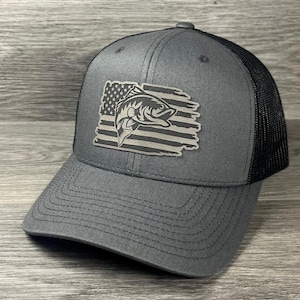 Fishing Distressed American Flag Snapback Trucker Hat