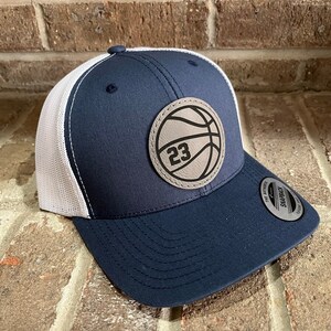 Basketball Personalized Player Number Leather Patch Hat image 6
